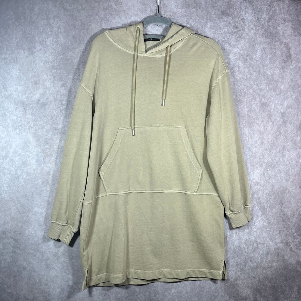 7 For All Mankind Hoodie‎ Dress Womens Medium Tan Long Sleeves Pockets Casual